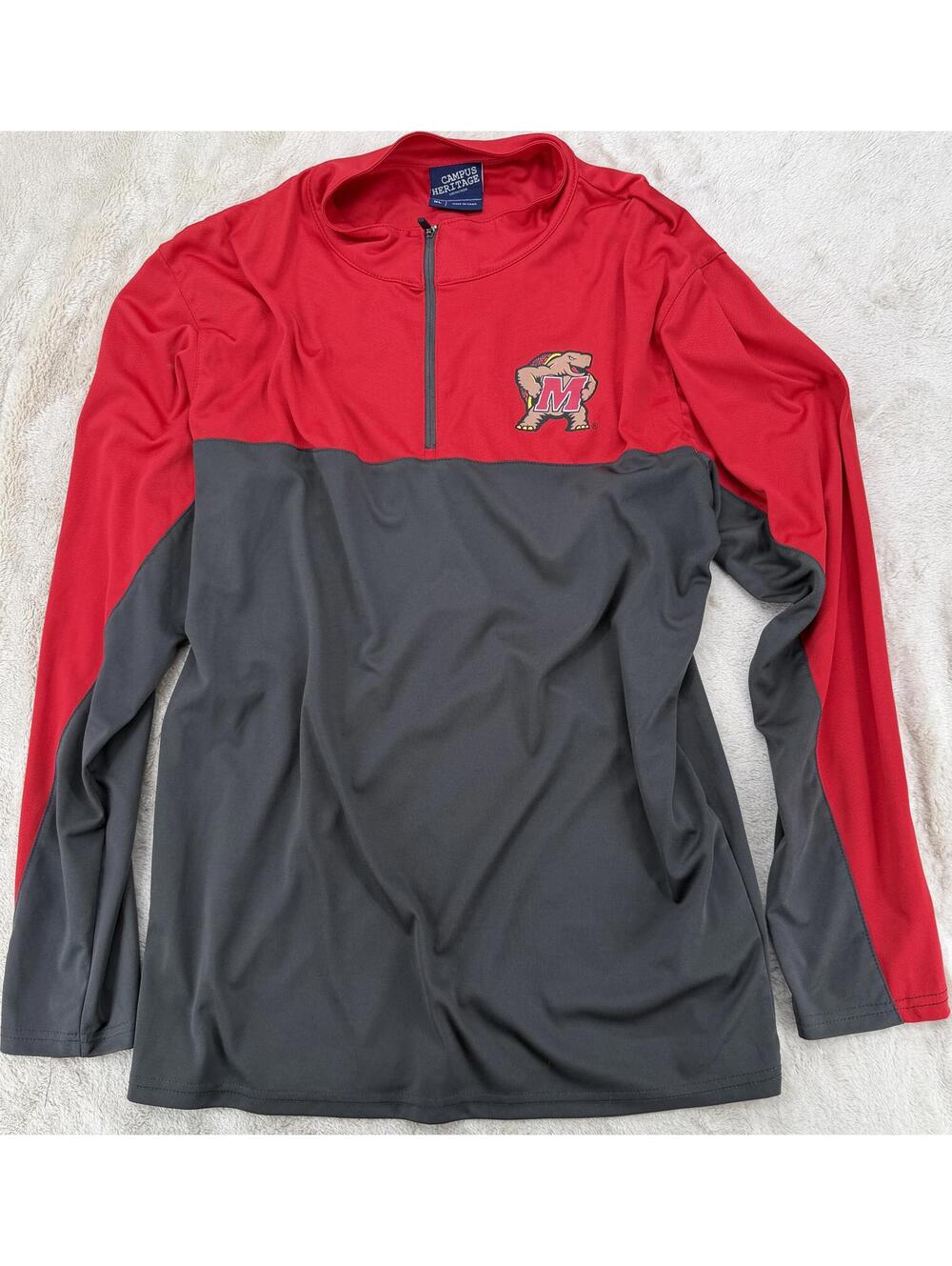 Campus Heritage Retro 1/4 Zip Pullover Long Sleeve‎ Shirt XL Polyester